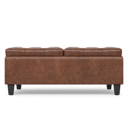 Distressed Saddle Brown Distressed Vegan Leather | Harrison Large Square Coffee Table Storage Ottoman