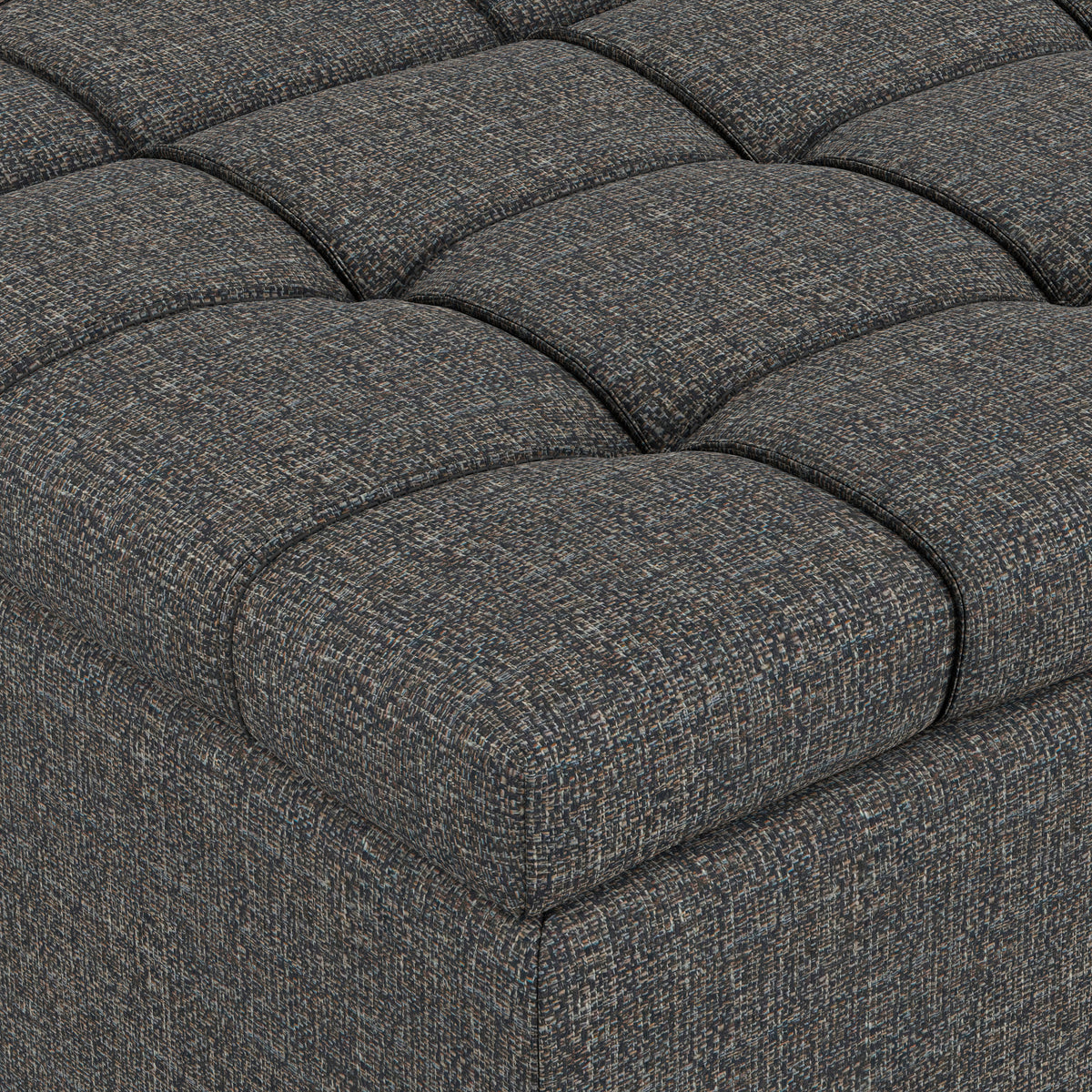 Ebony Tweed Style Fabric | Harrison Large Square Coffee Table Storage Ottoman in Tweed Style Fabric