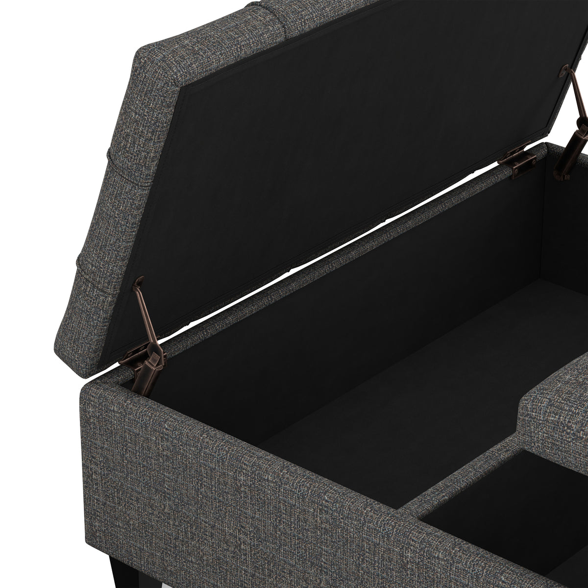 Ebony Tweed Style Fabric | Harrison Large Square Coffee Table Storage Ottoman in Tweed Style Fabric