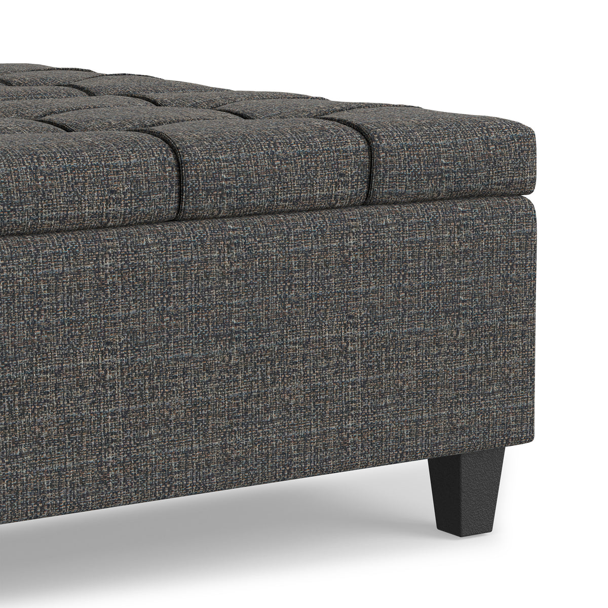 Ebony Tweed Style Fabric | Harrison Large Square Coffee Table Storage Ottoman in Tweed Style Fabric