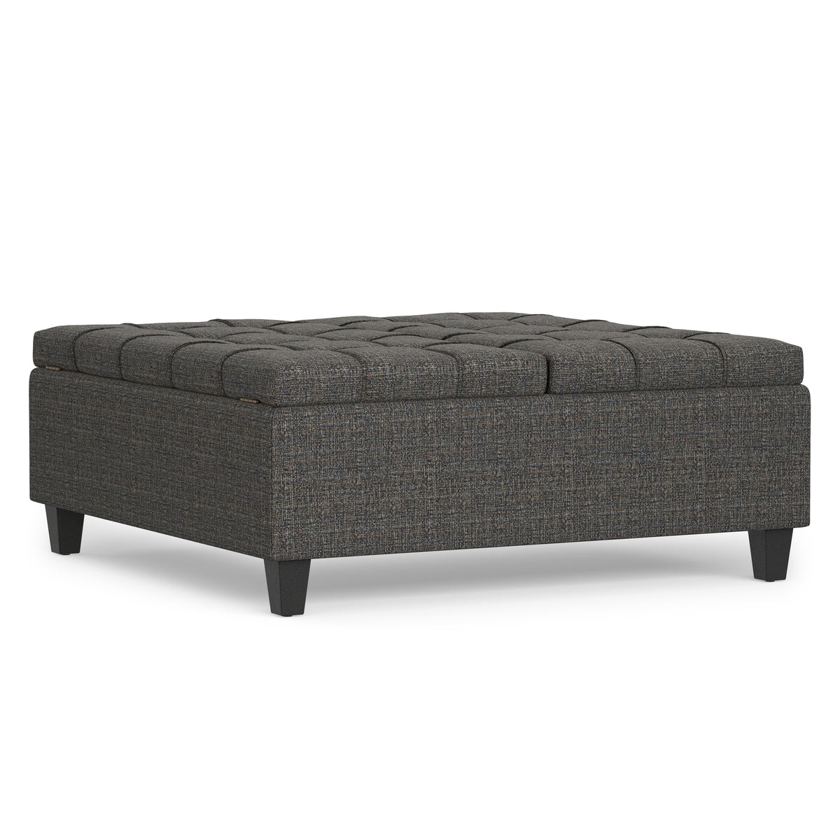 Ebony Tweed Style Fabric | Harrison Large Square Coffee Table Storage Ottoman in Tweed Style Fabric