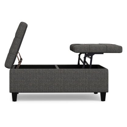 Ebony Tweed Style Fabric | Harrison Large Square Coffee Table Storage Ottoman in Tweed Style Fabric