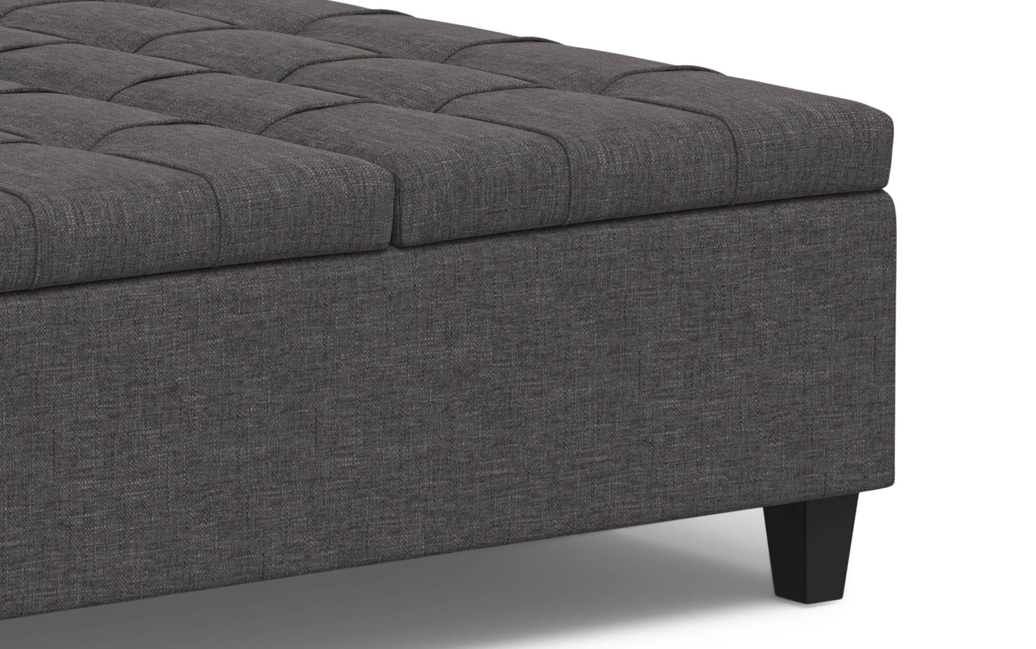 Slate Grey Linen Style Fabric | Harrison Large Square Coffee Table Storage Ottoman in Linen