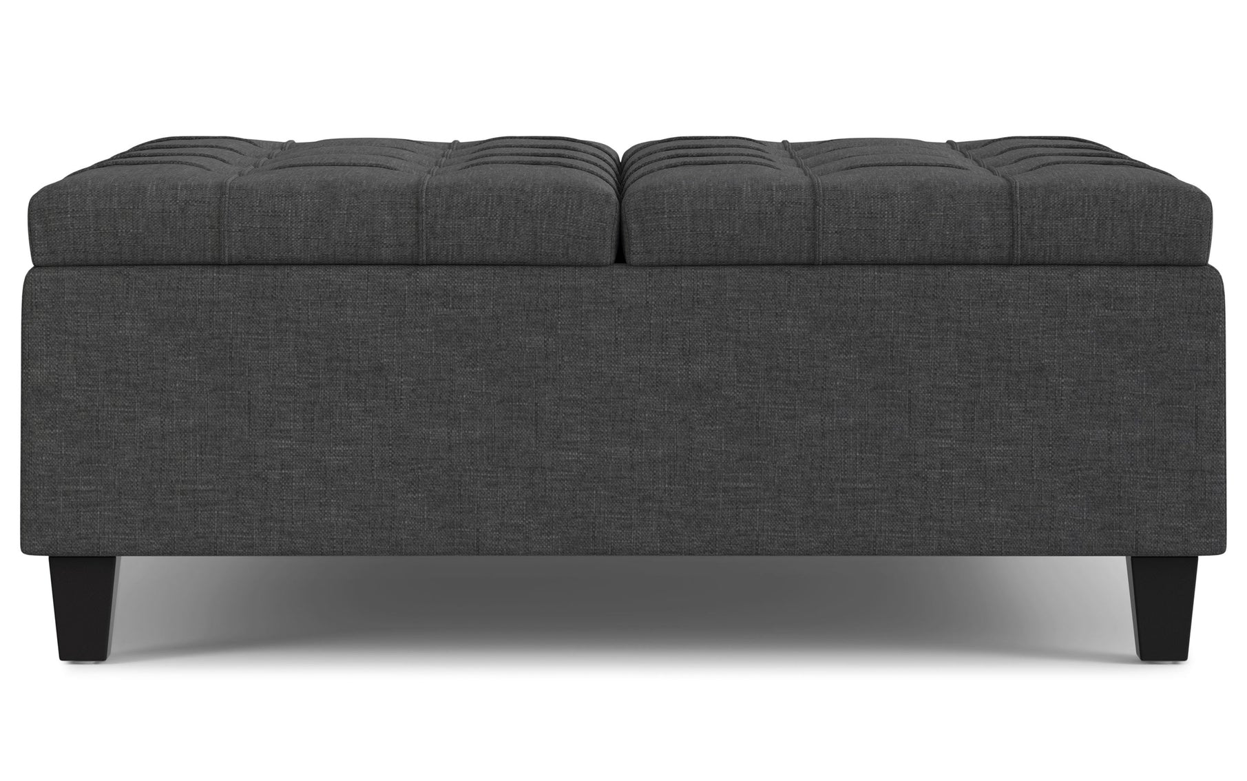 Slate Grey Linen Style Fabric | Harrison Large Square Coffee Table Storage Ottoman in Linen