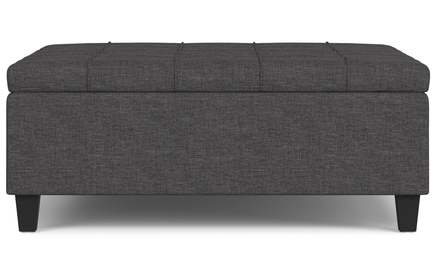 Slate Grey Linen Style Fabric | Harrison Large Square Coffee Table Storage Ottoman in Linen