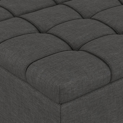 Slate Grey Linen Style Fabric | Harrison Large Square Coffee Table Storage Ottoman in Linen