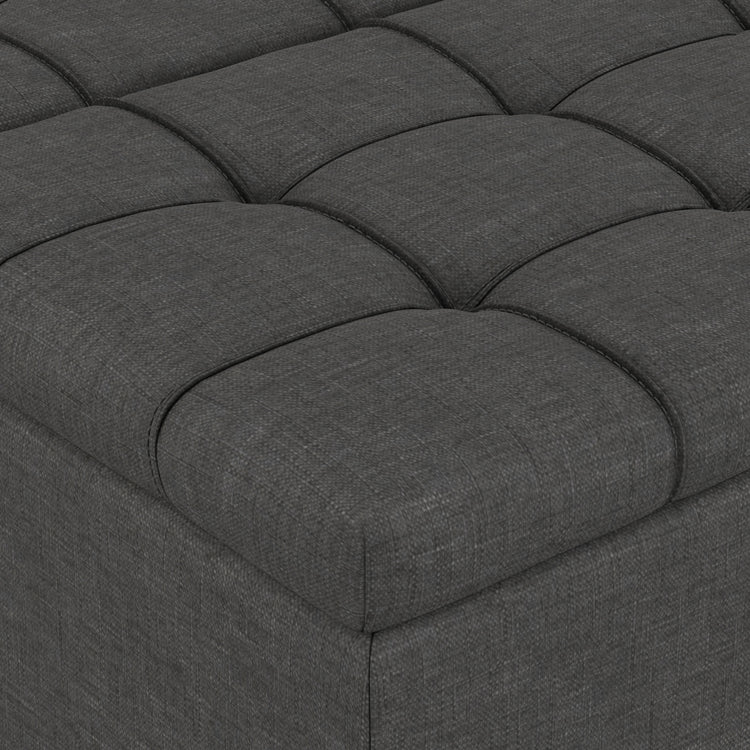 Slate Grey Linen Style Fabric | Harrison Large Square Coffee Table Storage Ottoman in Linen
