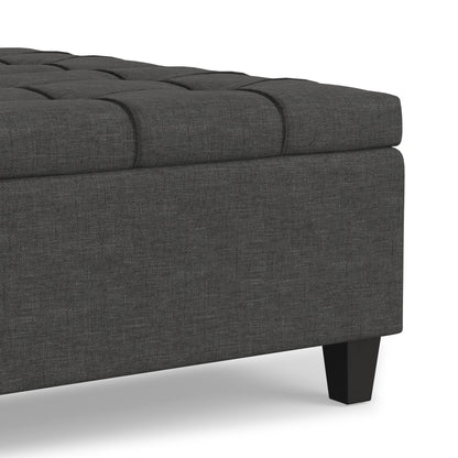 Slate Grey Linen Style Fabric | Harrison Large Square Coffee Table Storage Ottoman in Linen