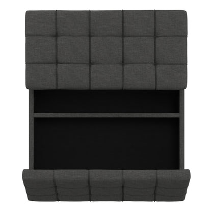 Slate Grey Linen Style Fabric | Harrison Large Square Coffee Table Storage Ottoman in Linen