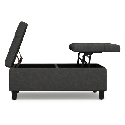 Slate Grey Linen Style Fabric | Harrison Large Square Coffee Table Storage Ottoman in Linen