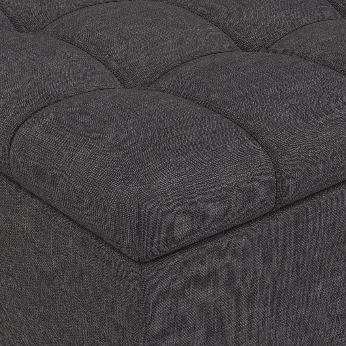 Slate Grey Linen Style Fabric | Harrison Small Coffee Table Ottoman in Linen