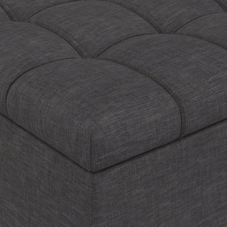Slate Grey Linen Style Fabric | Harrison Small Coffee Table Ottoman in Linen