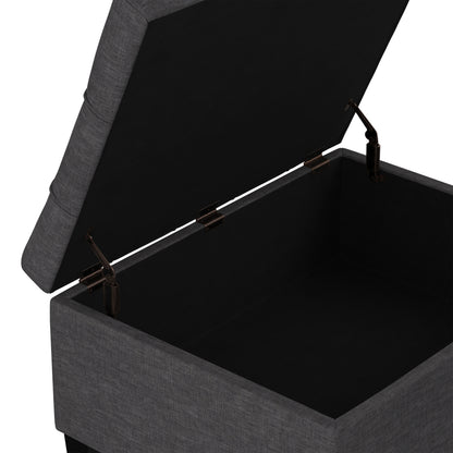 Slate Grey Linen Style Fabric | Harrison Small Coffee Table Ottoman in Linen