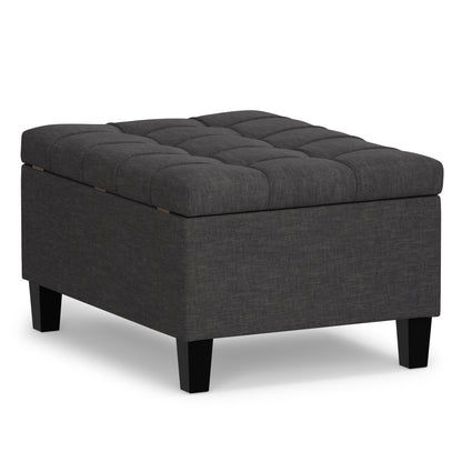 Slate Grey Linen Style Fabric | Harrison Small Coffee Table Ottoman in Linen