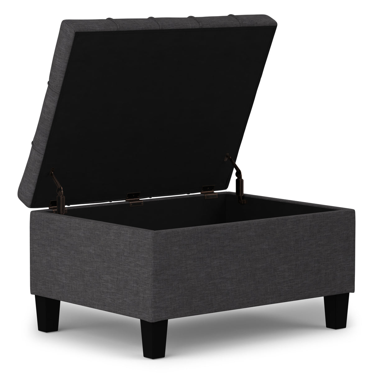 Slate Grey Linen Style Fabric | Harrison Small Coffee Table Ottoman in Linen