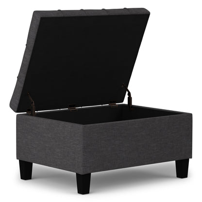 Slate Grey Linen Style Fabric | Harrison Small Coffee Table Ottoman in Linen