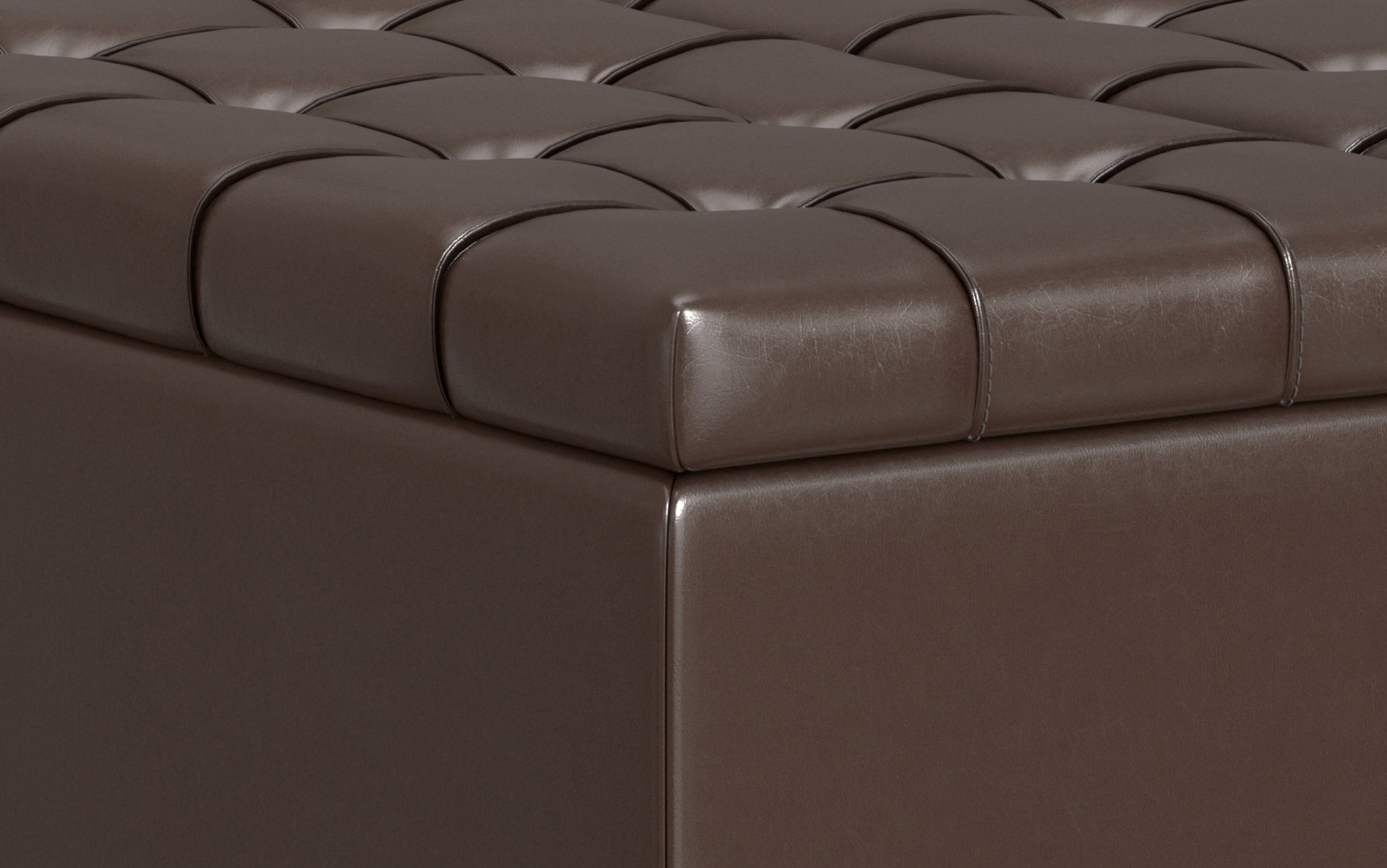 Chocolate Brown Vegan Leather | Harrison Small Square Coffee Table Storage Ottoman