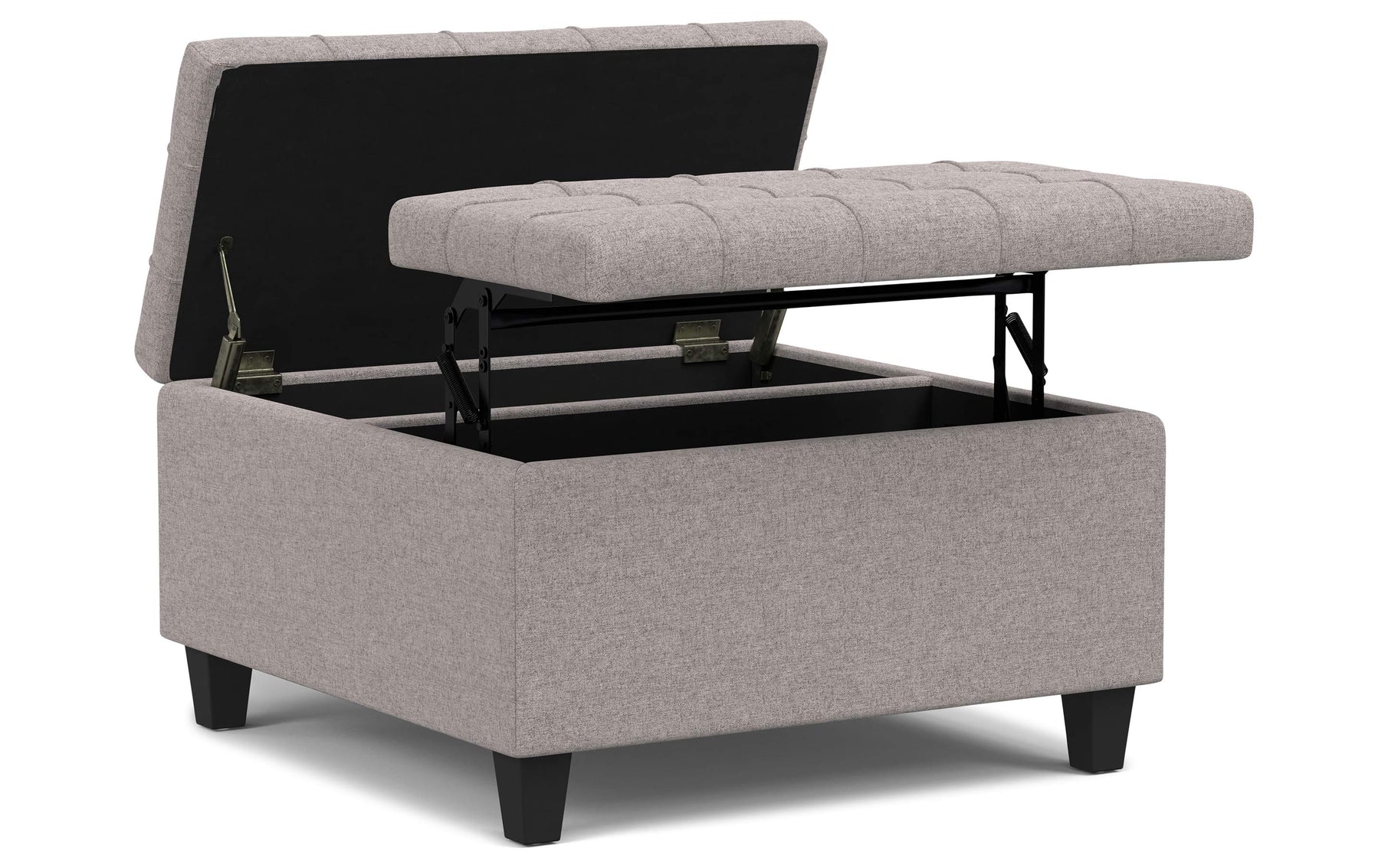 Cloud Grey Linen Style Fabric | Harrison Small Square Coffee Table Storage Ottoman