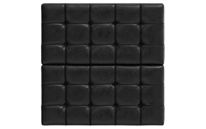 Distressed Black Distressed Vegan Leather | Harrison Small Square Coffee Table Storage Ottoman in Distressed Vegan Leather