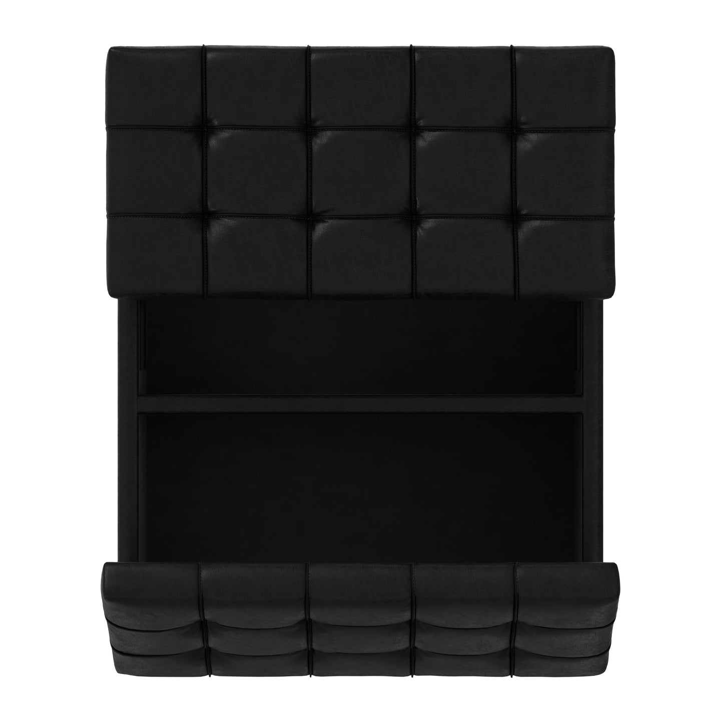 Distressed Black Distressed Vegan Leather | Harrison Small Square Coffee Table Storage Ottoman in Distressed Vegan Leather