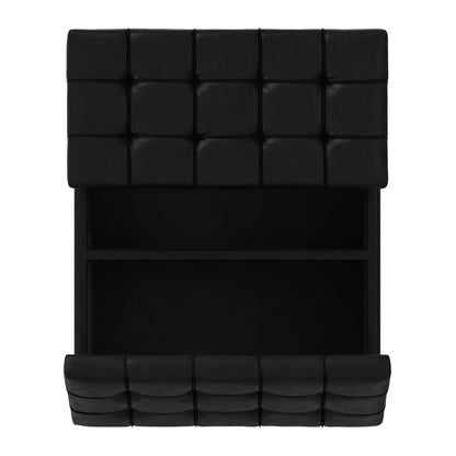 Distressed Black Distressed Vegan Leather | Harrison Small Square Coffee Table Storage Ottoman in Distressed Vegan Leather