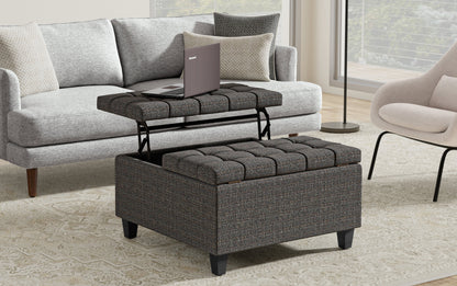 Ebony Tweed Tweed Style Fabric | Harrison Small Square Coffee Table Storage Ottoman