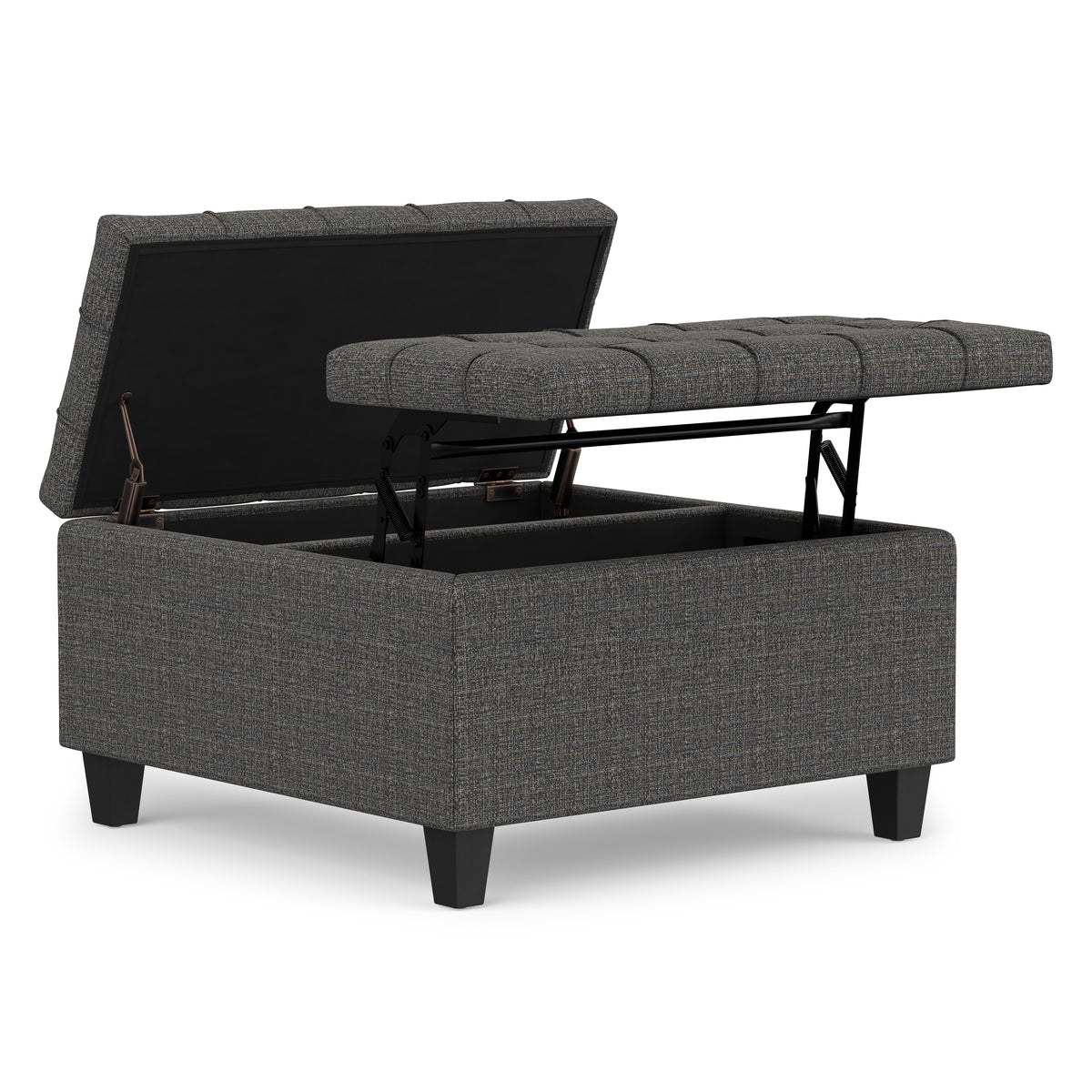 Ebony Tweed Style Fabric | Harrison Small Square Coffee Table Storage Ottoman