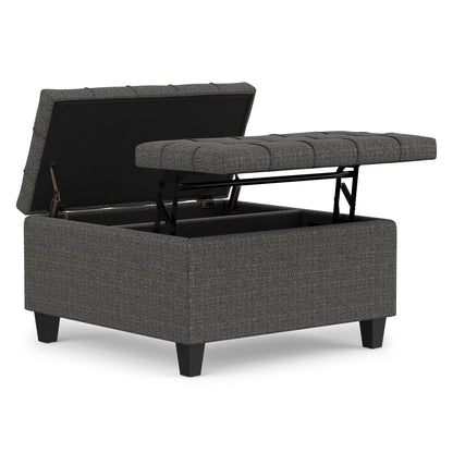 Ebony Tweed Style Fabric | Harrison Small Square Coffee Table Storage Ottoman