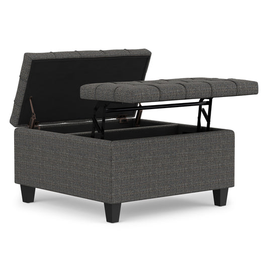 Ebony Tweed Style Fabric | Harrison Small Square Coffee Table Storage Ottoman