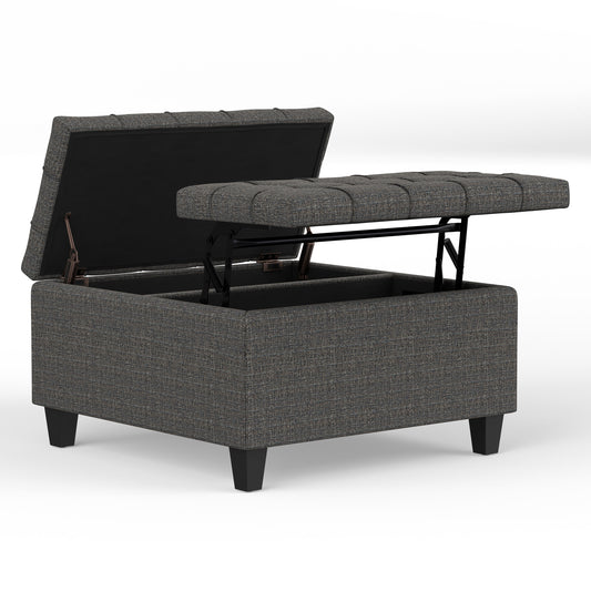 Ebony Tweed Style Fabric | Harrison Small Square Coffee Table Storage Ottoman
