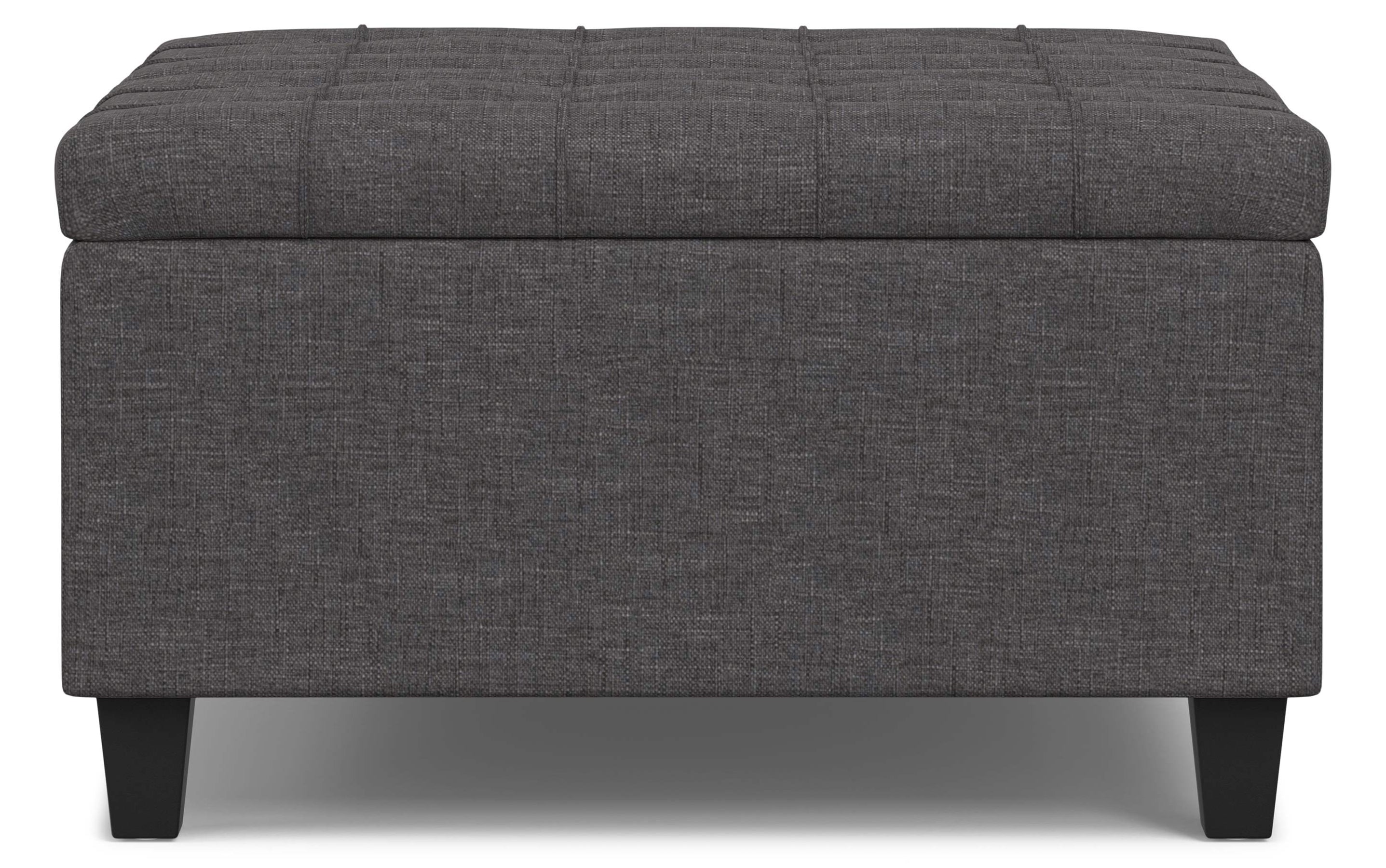 Slate Grey Linen Style Fabric | Harrison Small Square Coffee Table Storage Ottoman