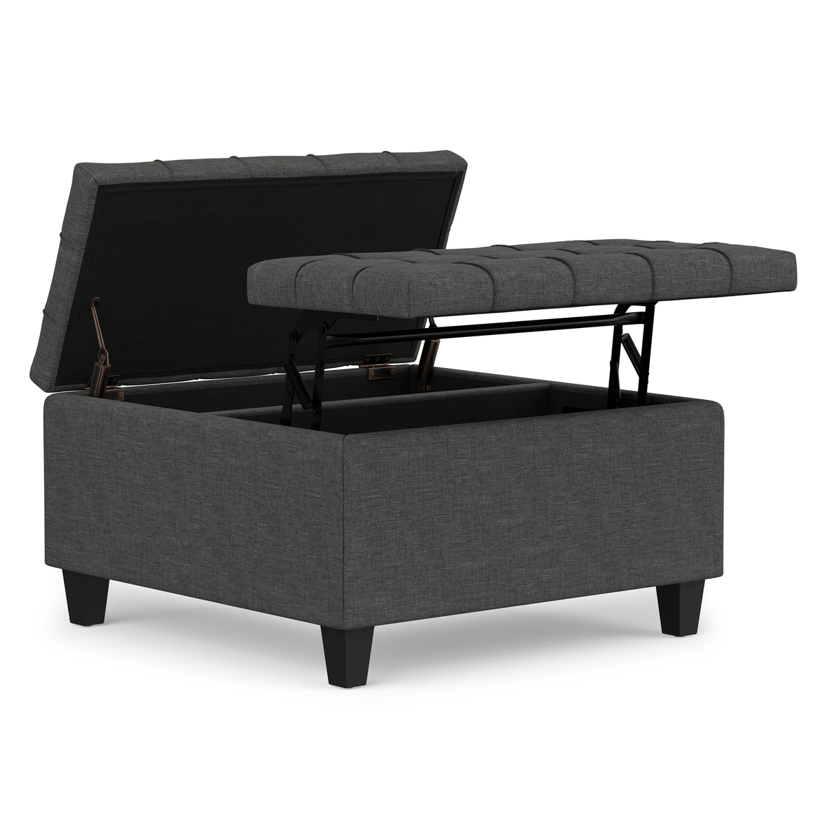 Slate Grey Linen Style Fabric | Harrison Small Square Coffee Table Storage Ottoman