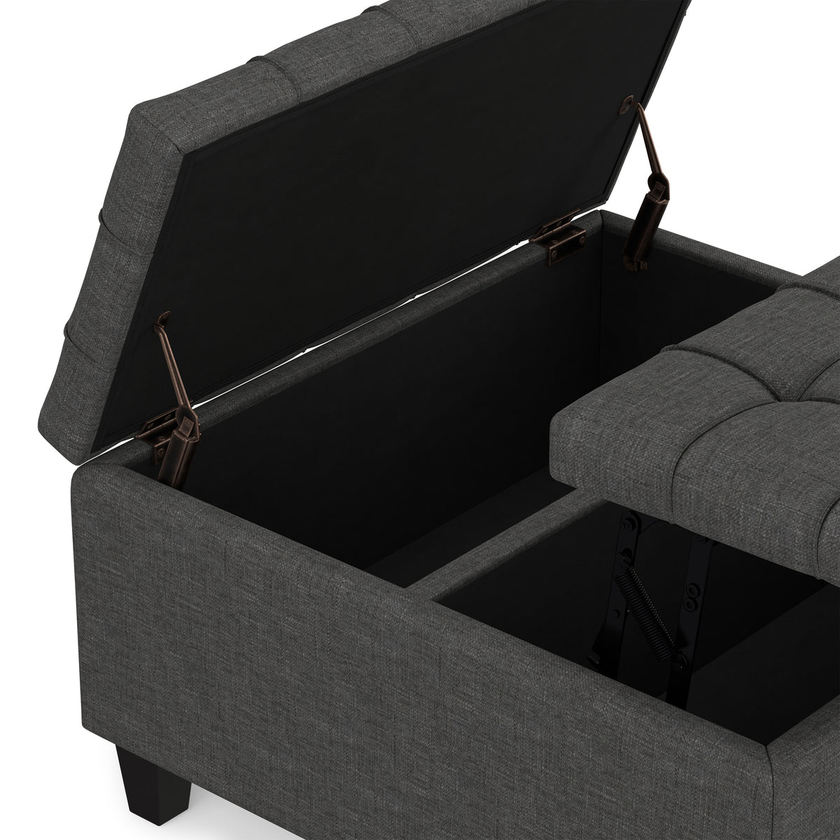 Slate Grey Linen Style Fabric | Harrison Small Square Coffee Table Storage Ottoman