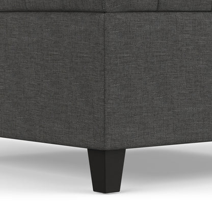 Slate Grey Linen Style Fabric | Harrison Small Square Coffee Table Storage Ottoman