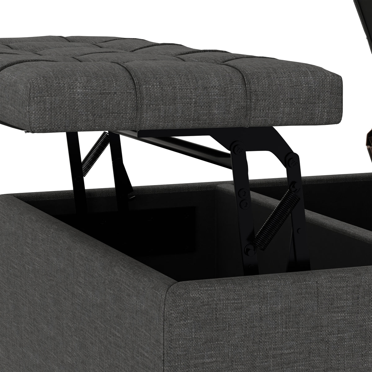 Slate Grey Linen Style Fabric | Harrison Small Square Coffee Table Storage Ottoman