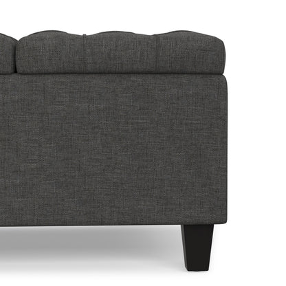 Slate Grey Linen Style Fabric | Harrison Small Square Coffee Table Storage Ottoman