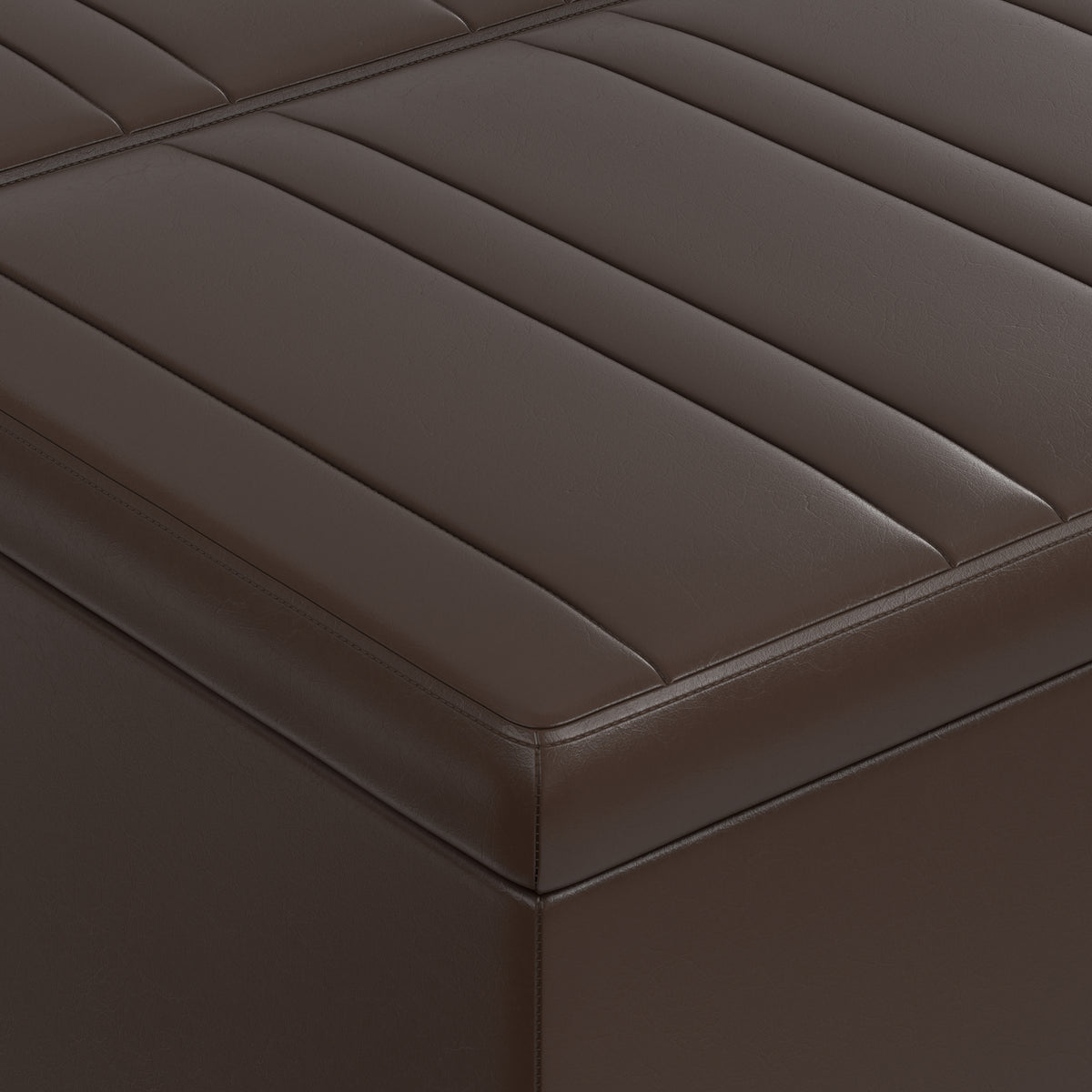 Chocolate Brown Vegan Leather | Ellis Coffee Table Storage Ottoman