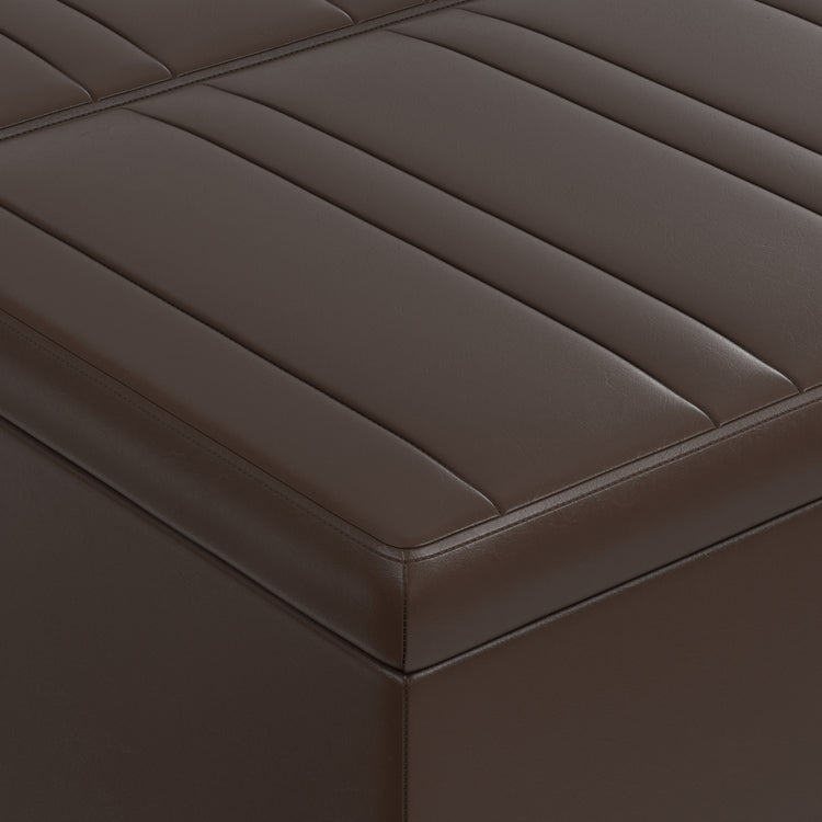 Chocolate Brown Vegan Leather | Ellis Coffee Table Storage Ottoman