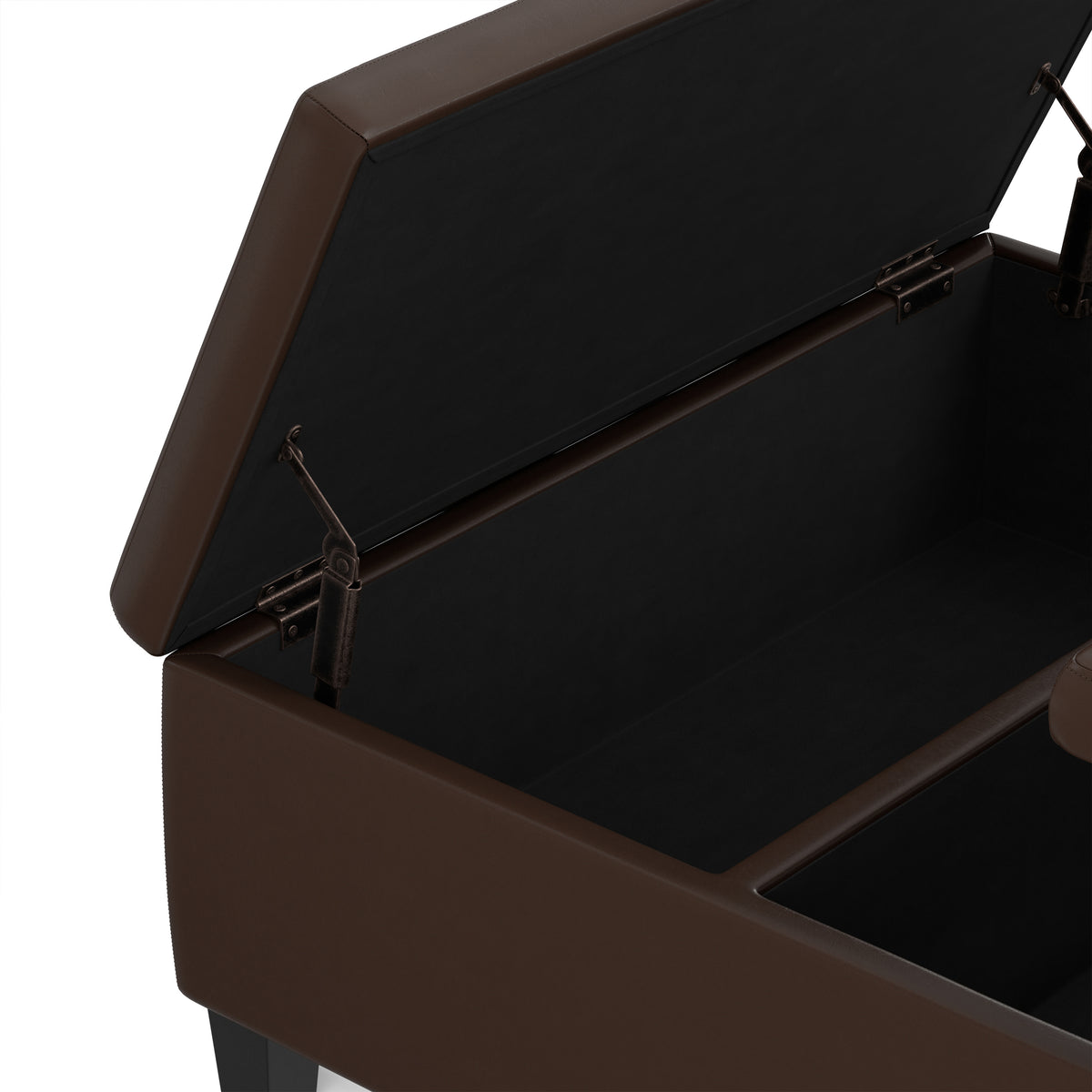 Chocolate Brown Vegan Leather | Ellis Coffee Table Storage Ottoman