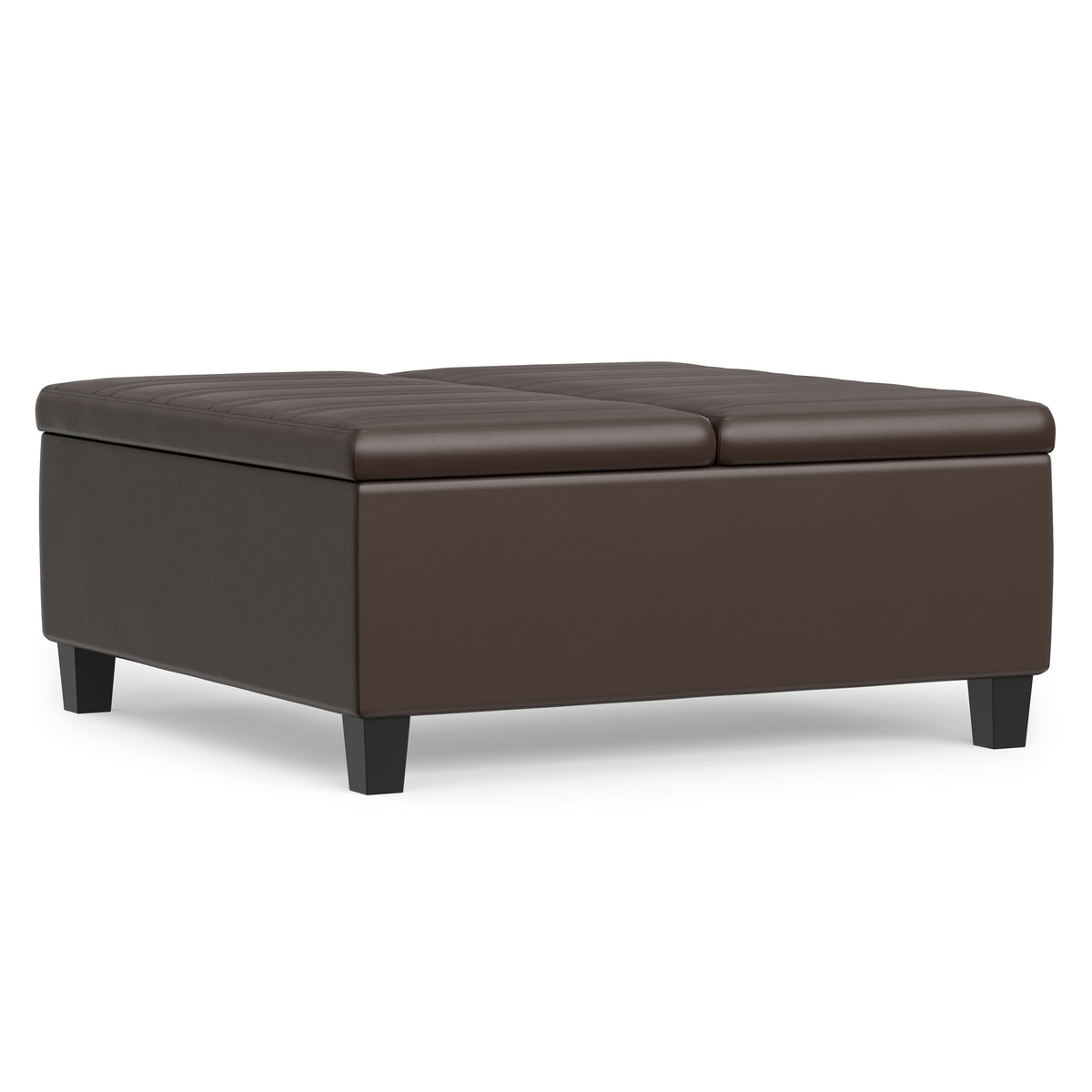 Chocolate Brown Vegan Leather | Ellis Coffee Table Storage Ottoman