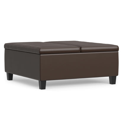 Chocolate Brown Vegan Leather | Ellis Coffee Table Storage Ottoman