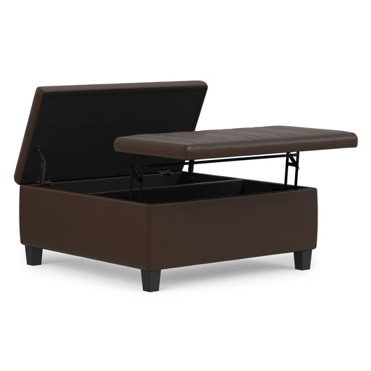Chocolate Brown Vegan Leather | Ellis Coffee Table Storage Ottoman