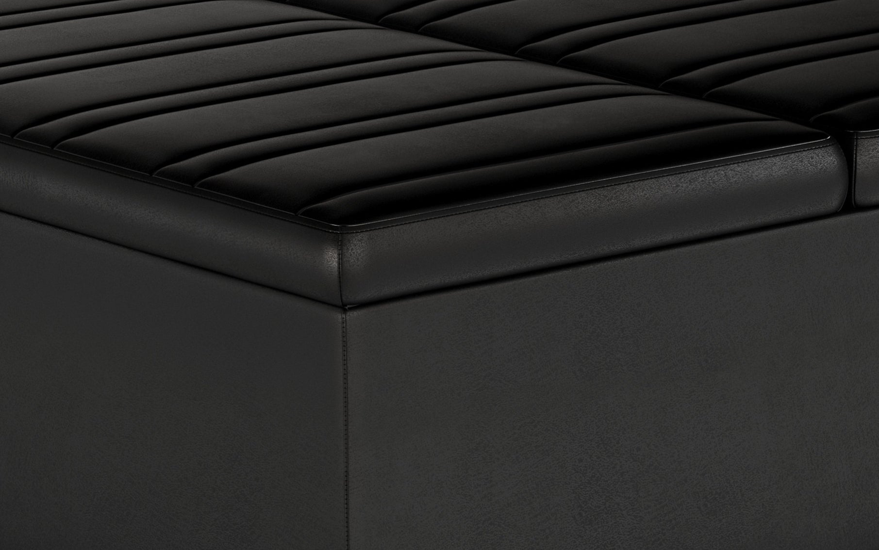 Distressed Black Distressed Vegan Leather | Ellis Table Ottoman in Distressed Vegan Leather