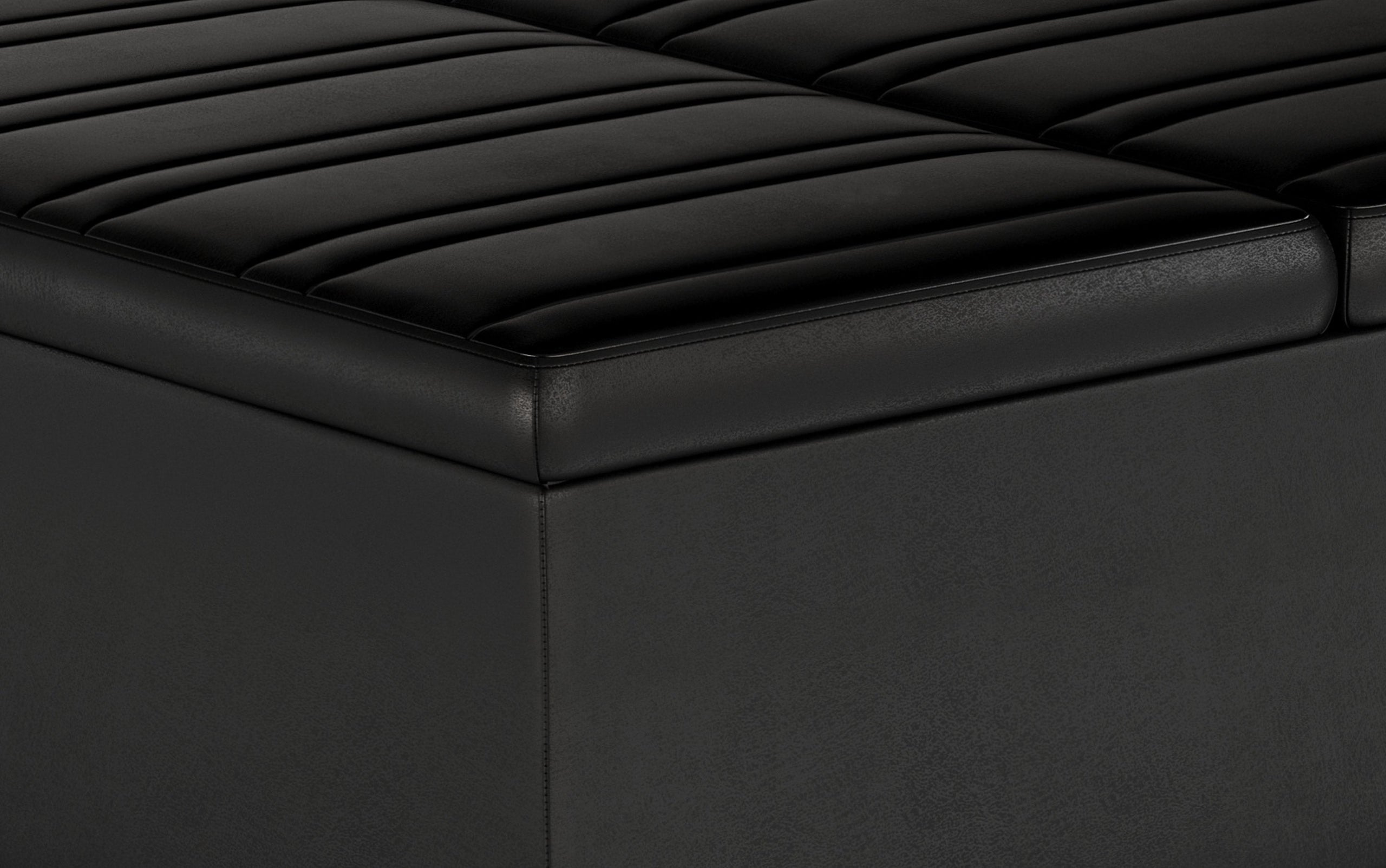 Distressed Black Distressed Vegan Leather | Ellis Table Ottoman in Distressed Vegan Leather