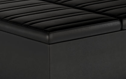 Distressed Black Distressed Vegan Leather | Ellis Table Ottoman in Distressed Vegan Leather