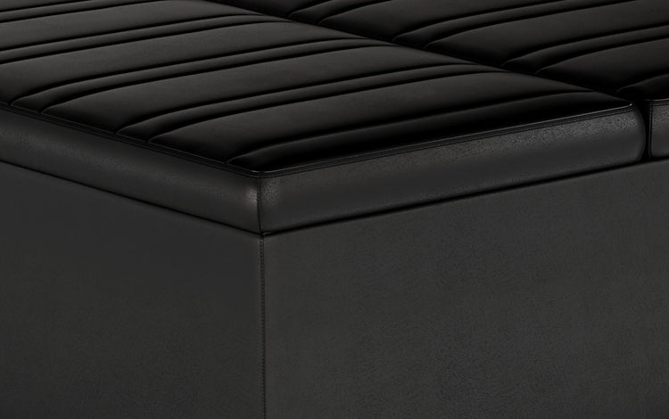 Distressed Black Distressed Vegan Leather | Ellis Table Ottoman in Distressed Vegan Leather