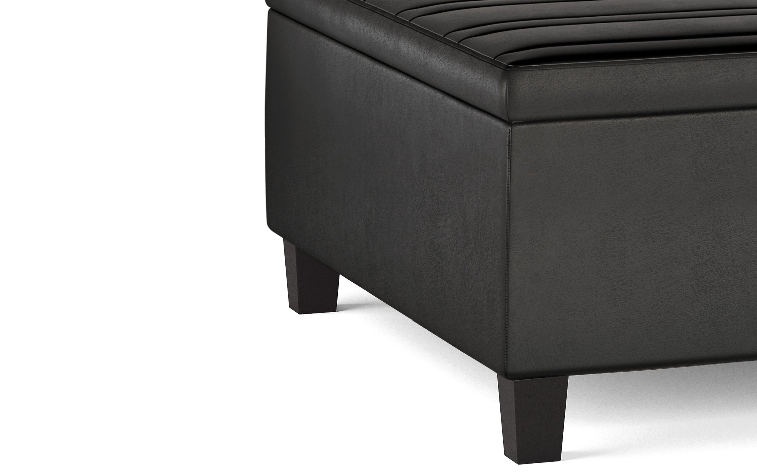 Distressed Black Distressed Vegan Leather | Ellis Table Ottoman in Distressed Vegan Leather