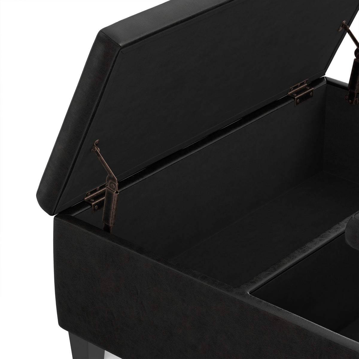 Distressed Black Distressed Vegan Leather | Ellis Table Ottoman in Distressed Vegan Leather