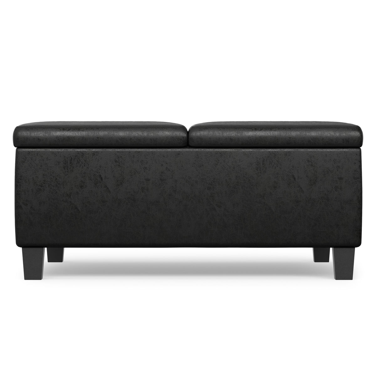 Distressed Black Distressed Vegan Leather | Ellis Table Ottoman in Distressed Vegan Leather