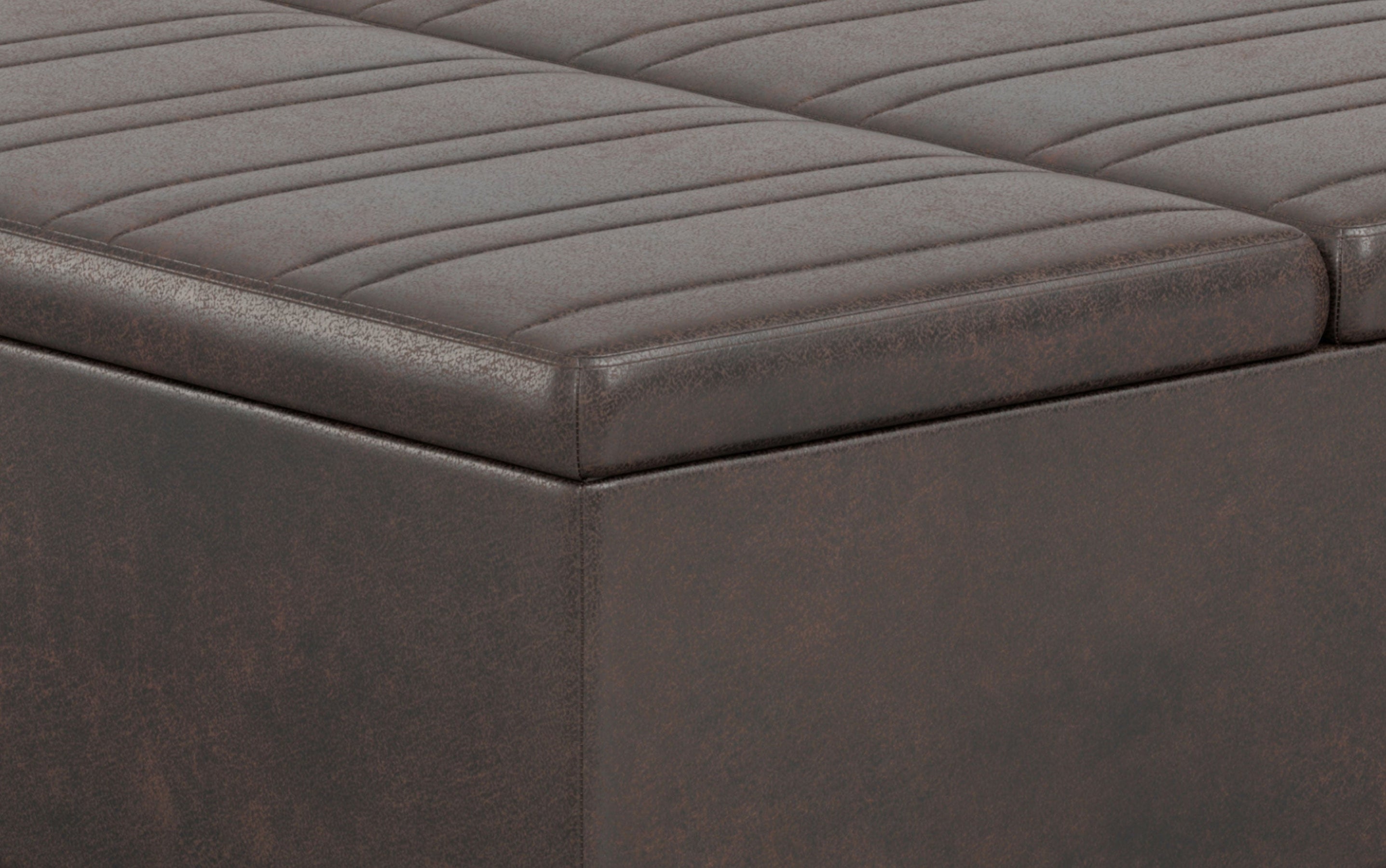 Distressed Brown Distressed Vegan Leather | Ellis Table Ottoman in Distressed Vegan Leather